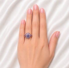 14K Pink Rose Gold Estate Iolite Tanzanite Sunflower Band Ring