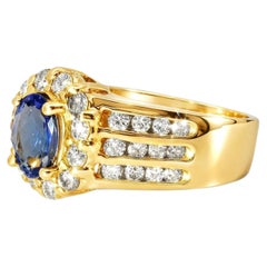 14K Yellow Gold Solitaire Tanzanite Diamond Ring