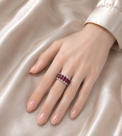 18K White Gold Ruby Diamond Wedding Ring Band
