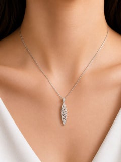 14K White Gold Open Lace Diamond Slide Pendant