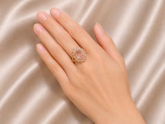 14K Pink Rose Gold Diamond Morganite Cocktail Ring