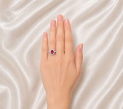 14K White Gold Ruby Micro Pave Diamond Designer Ring