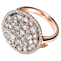 18K Pink Rose Gol Champagne Yellow Fancy Round Diamond Ring