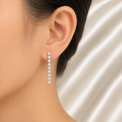 18K White Gold Estate Diamond Line Drop Earrings