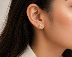 14K Yellow Gold Diamond Stud Jackets Earrings
