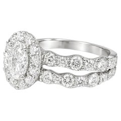 14K White Gold Diamond Invisible Engagement Wedding Ring Set Jean Dousset