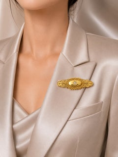 15K Yellow Gold Diamond Antique Bar Pin Brooch