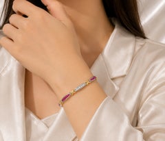 14K White Gold Ruby Diamond X Tennis Bracelet