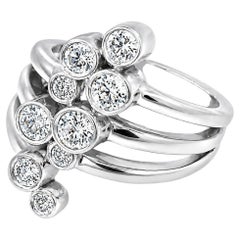 14K White Gold Bezel Set Diamond Cascade Ring