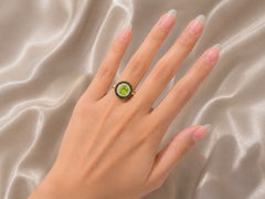 14K Yellow Gold Peridot Smokey Quartz Diamond Ring Band