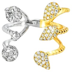 18K Two Tone Gold Designer Diamond Wire Filigree Band Ring