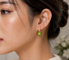 14K White Yellow Two Tone Gold Diamond Peridot Earrings Estate