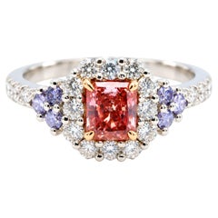 Argyle Australia Platinum Engagement Ring 1.30ct Fancy Intense Pink Blue GIA
