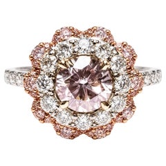 2.35ct Natural Fancy Light Pink Diamond Engagement Ring GIA 18K White Gold Round