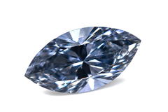 Diamante naturale sfuso da 0,51 ct, taglio marquise, colore blu-grigiastro, purezza VS2, certificato GIA, raro