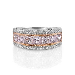 Real 2.56ct Natural Fancy Pink Diamond Engagement Ring 18K Solid Gold Princess