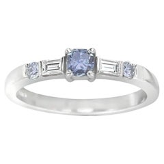 0.71ct Blue Diamond Platinum Engagement Ring GIA Radiant Fancy Gray Blue SI2