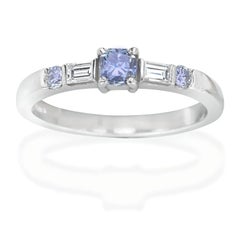 0.71ct Blue Diamond Platinum Engagement Ring GIA Radiant Fancy Gray Blue SI2