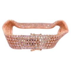 Real 10.95ct Natural Fancy Pink Diamonds Tennis Bracelet 18K Solid Gold Rounds