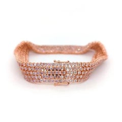 Real 10.95ct Natural Fancy Pink Diamonds Tennis Bracelet 18K Solid Gold Rounds