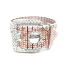 Bracciale a fascia con diamanti naturali Fancy Pink da 28,95 carati, in oro massiccio 18 carati