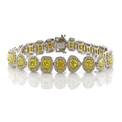 Yellow Diamonds - Bracelet 13.53ct Natural Fancy Yellow 18K 23 Grams Mix Shape