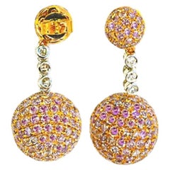 7.13ct Fancy Pink Diamonds Earrings 18K All Natural 9 Grams Real Gold Ball