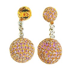 7.13ct Fancy Pink Diamonds Earrings 18K All Natural 9 Grams Real Gold Ball