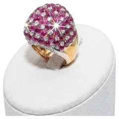 Breites Diadem mit Rubinen und Diamanten aus 18-Karat-Weiß- und Gelbgold
