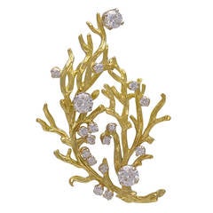 Budding Diamonds Gold Branch Brooch Budding Diamonds Gold Branch Brooch