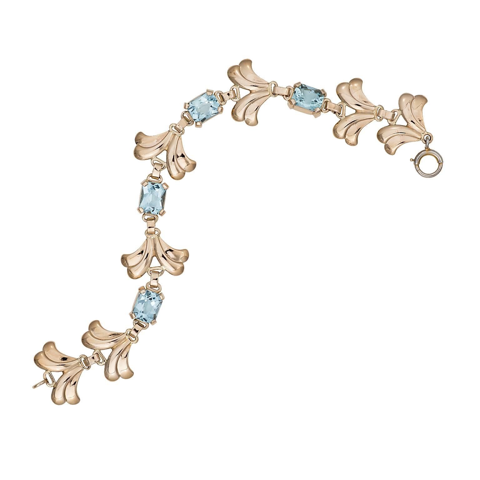Retro Tiffany & Co. Aquamarine and Rose Gold Bracelet