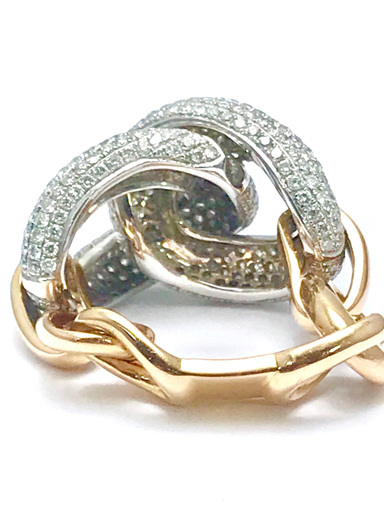 Round Cut 2.35 Carat Round Brilliant Pave Diamond Rose Gold Chain Link Fashion Ring