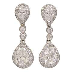 Diamond and Platinum Drop Earrings
