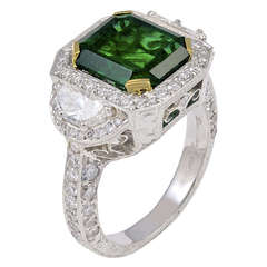 3.77 Carat Stunning Emerald Diamond Platinum Ring