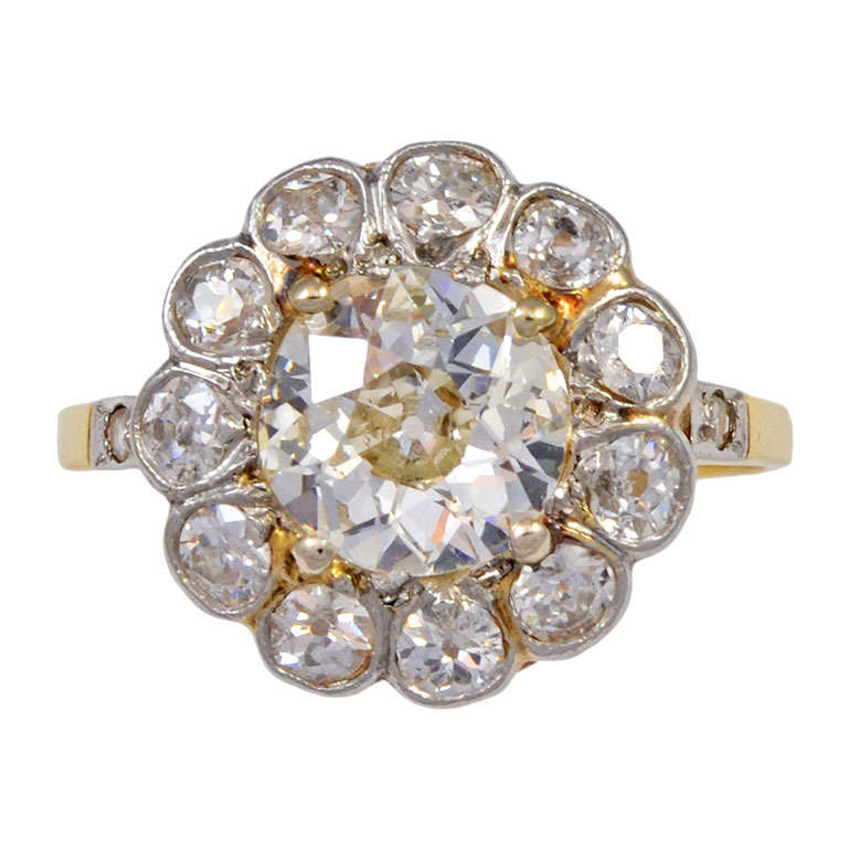 Victorian Old Mine Cut Diamond Gold Ring