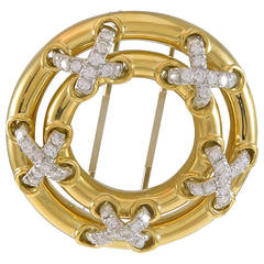 Tiffany & Co. Diamond Gold Circle Brooch