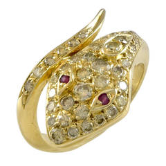Ruby Diamond Gold Snake Ring