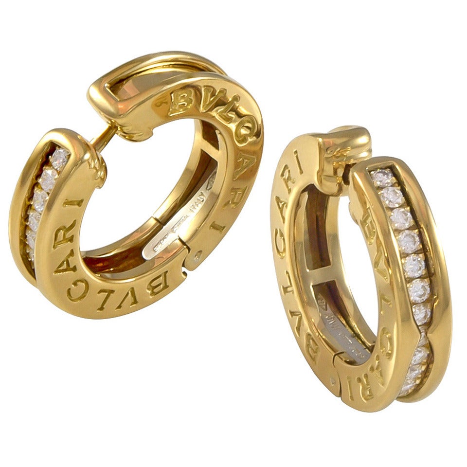 Bulgari B Zero-1 Diamond Gold Hoop Earrings