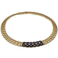Van Cleef & Arpels Onyx Diamond Gold Choker Necklace