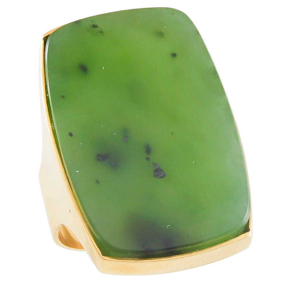 Nephrite Jade Gold Ring at 1stdibs