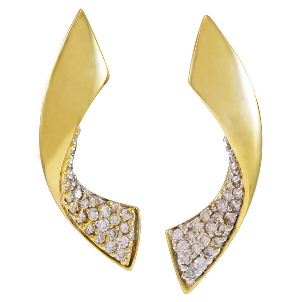 1.50 Carats Diamonds Gold Dangle Earrings