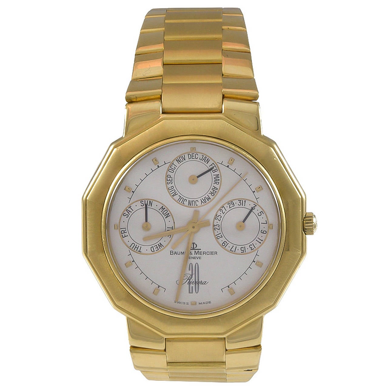 Baume and Mercier Yellow Gold Riviera 20th Anniversary Wristwatch at 1stDibs