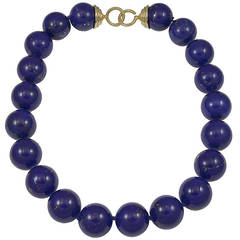20mm Lapis Lazuli Bead and Gold Necklace