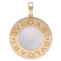 Bulgari Reversible Mother of Pearl Onyx Gold Pendant