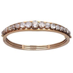Old Mine Cut Diamond Bangle Bracelet