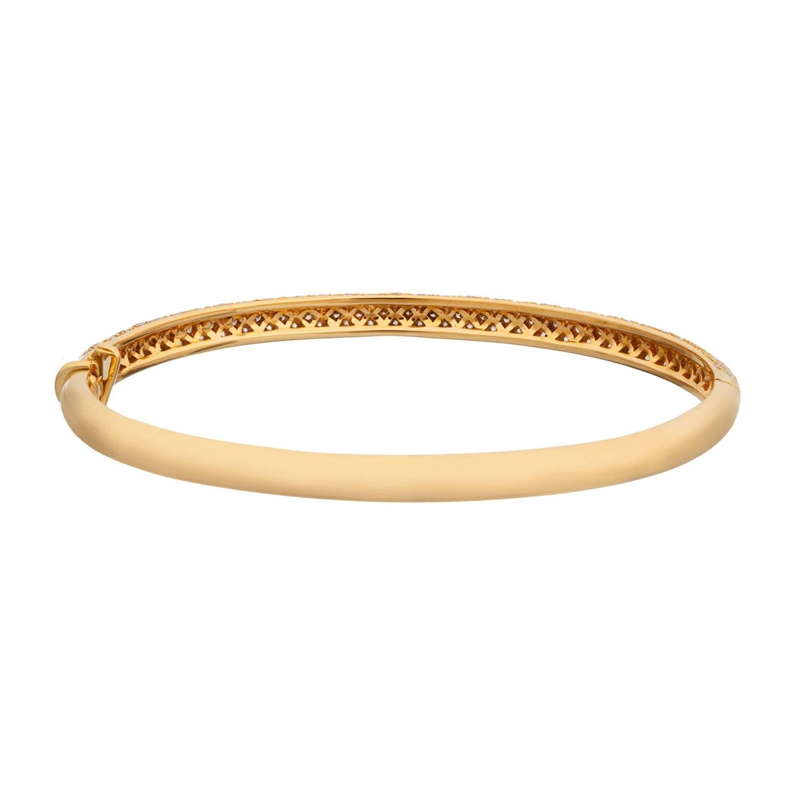 Tiffany & Co. Pave Diamond Gold Bangle Bracelet In Excellent Condition In Chevy Chase, MD