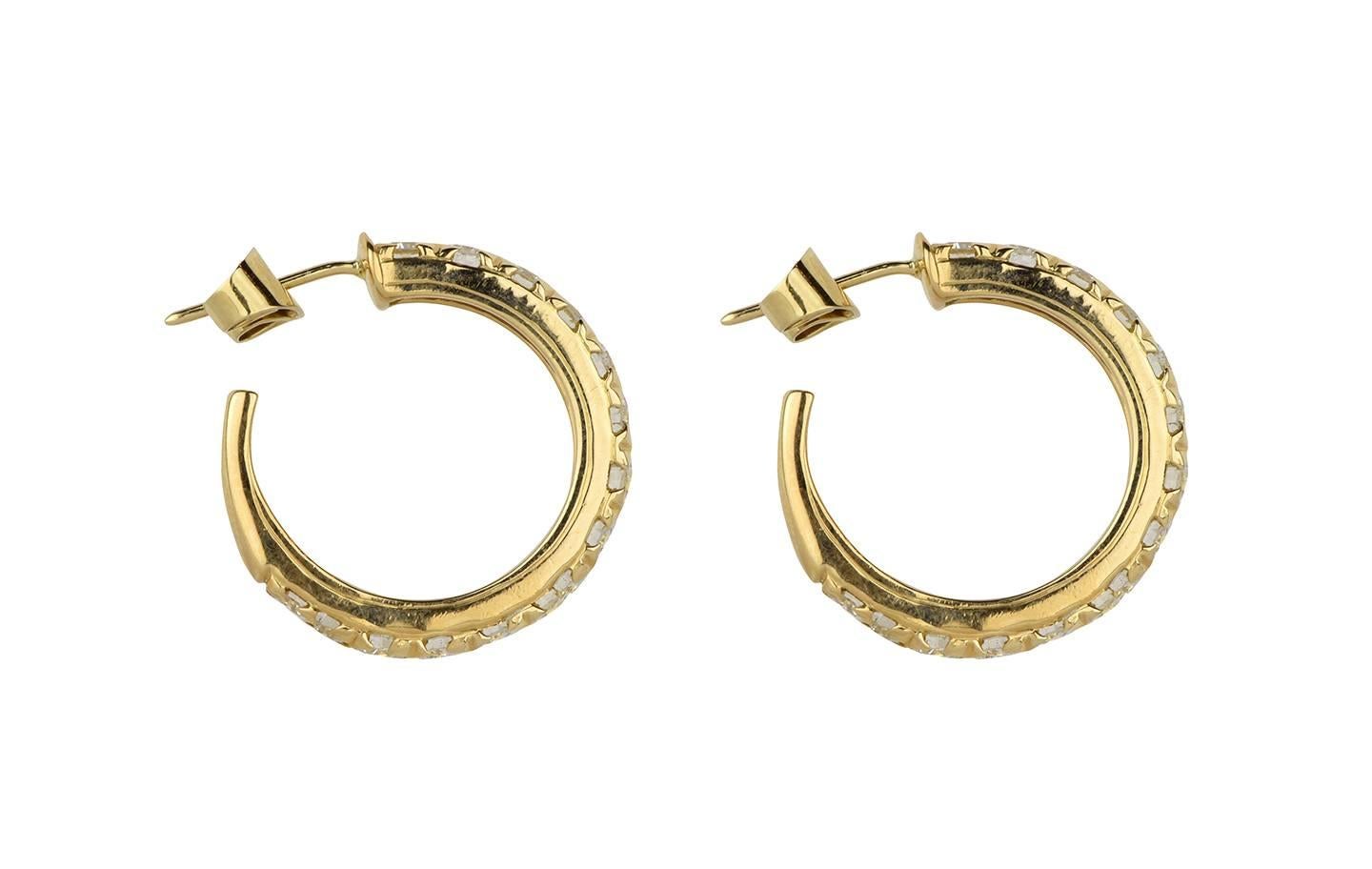 Cartier by Heyman Bros. 4.28 Carats Diamonds Gold Hoop Earrings In Excellent Condition In Chevy Chase, MD