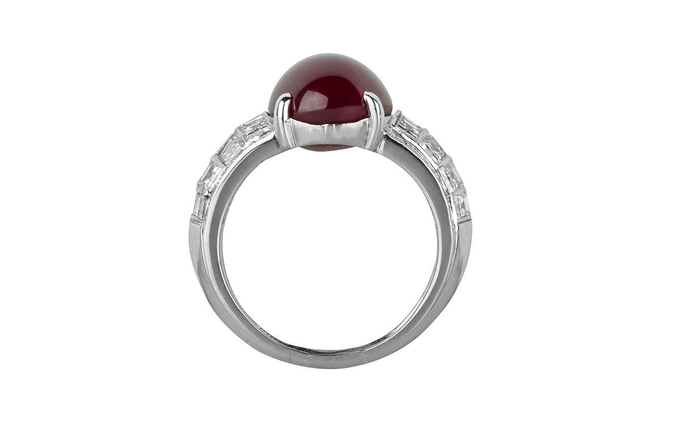 Cartier 10.86 Carat Burma No Heat Star Ruby Diamond Platinum Ring In Excellent Condition In Chevy Chase, MD