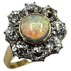 .60 Carat Opal & 2.32 Carats in Diamonds 18K & Platinum Cocktail Ring