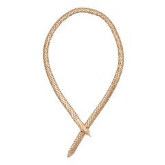 Yellow Gold Serpent with Ruby Eyes Necklace